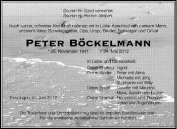 Anzeige von Peter Böckelmann von Schwäbische Zeitung