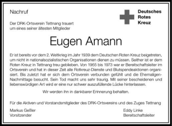 Anzeige von Eugen Amann von Schwäbische Zeitung