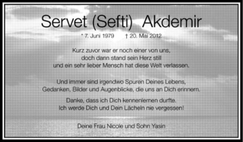 Anzeige von Servet Akdemir von Schwäbische Zeitung
