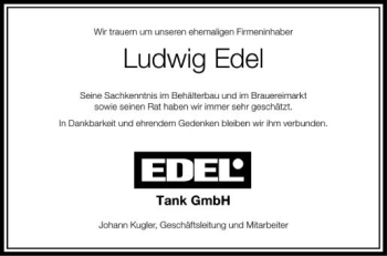 Anzeige von Ludwig Edel von Schwäbische Zeitung