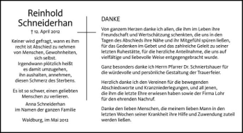 Anzeige von Reinhold Schneiderhan von Schwäbische Zeitung