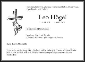 Anzeige von Leo Högel von Schwäbische Zeitung