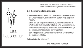 Anzeige von Elsa Laupheimer von Schwäbische Zeitung