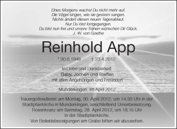 Anzeige von Reinhold App von Schwäbische Zeitung