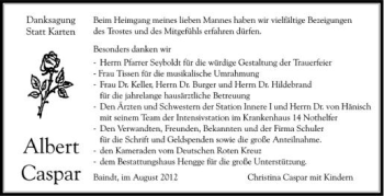 Anzeige von Albert Caspar von Schwäbische Zeitung