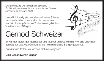 Anzeige von Gernod Schweizer von Schwäbische Zeitung