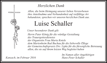 Anzeige von Luise Schaller von Schwäbische Zeitung