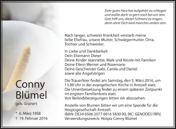 Anzeige von Conny Blümel von Schwäbische Zeitung