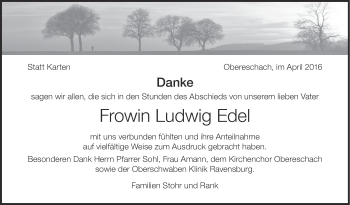 Anzeige von Frowin Ludwig Edel von Schwäbische Zeitung