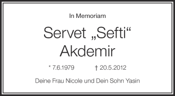 Anzeige von Servet Akdemir von Schwäbische Zeitung