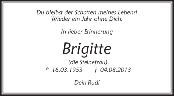 Anzeige von Brigitte Seitz-Pfeiffer von Schwäbische Zeitung