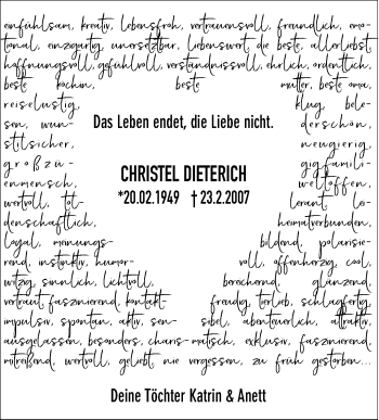 Anzeige von Christel Dieterich von Schwäbische Zeitung