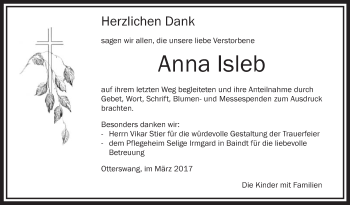 Anzeige von Anna Isleb von Schwäbische Zeitung