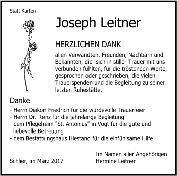 Anzeige von Joseph Leitner von Schwäbische Zeitung