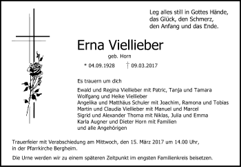 Anzeige von Erna Viellieber von Schwäbische Zeitung