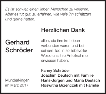 Anzeige von Gerhard Schröder von Schwäbische Zeitung