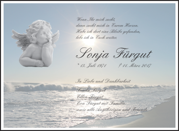 Anzeige von Sonja Fürgut von Schwäbische Zeitung