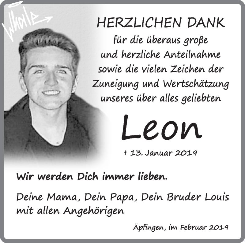  Traueranzeige für Leon Kalfic vom 09.02.2019 aus Schwäbische Zeitung