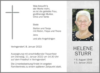 Anzeige von Helene Sturr von Schwäbische Zeitung