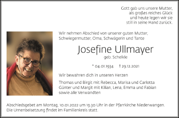 Anzeige von Josefine Ullmayer von Schwäbische Zeitung