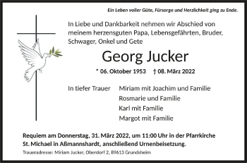 Anzeige von Georg Jucker von Schwäbische Zeitung