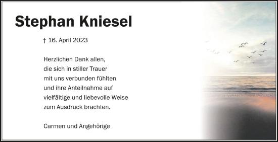 Anzeige von Stephan Kniesel von Schwäbische Zeitung